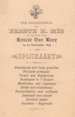 'Menukaart, eerste heilige mis, Van Roey,1897'
