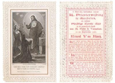 Vorselaar, uitnodiging, wijding, Jozef Ernest Van Roey tot priester, 1897'