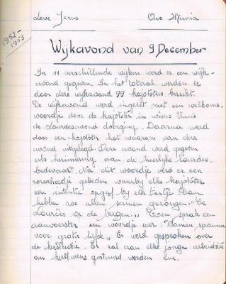 'Vorselaar, VKAJ, verslag wijkavond 9 december 1952'