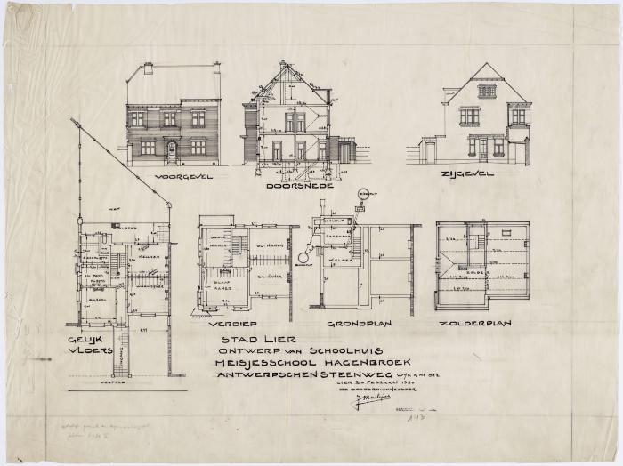 Lier, bouwplan schoolhuis Hagenbroek.