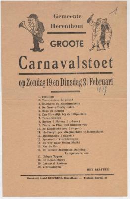 Herenthout, programma carnaval, 1939