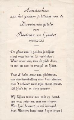 Berlaar, jubileum Boerinnengilde, 1958