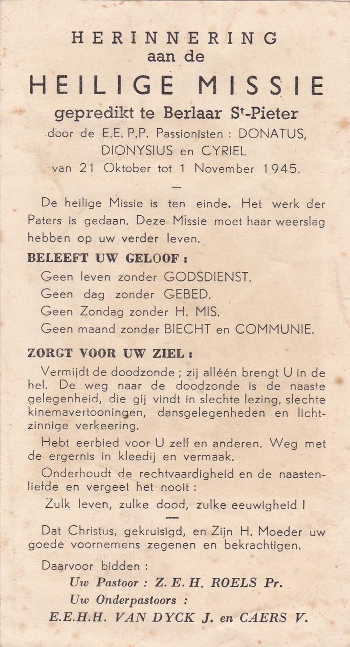 Berlaar, Sint-Pieterskerk, 1945
