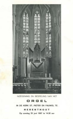 Herenthout, uitnodiging inzegening orgel Sint-Pieter en Pauluskerk