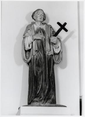 Heist-op-den-Berg, houten beeld  van Sint-Guibertus in de  kerk van Itegem