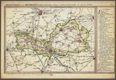 Kaart van het arrondissement Mechelen uit de Hollandse periode. x9