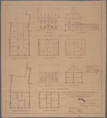 Ontwerpplannen van de vergroting van het gemeentehuis van Heist-op-den-Berg, 1932-1933.