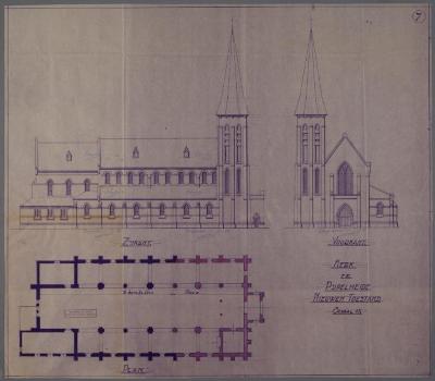 Heist-op-den-berg, bouwplan van de nieuwe kerk te Booischot