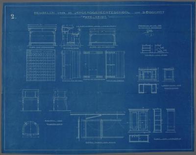 Heist-op-den-Berg, ontwerpplan van de meubelen voor de gemeenteschool van Booischot