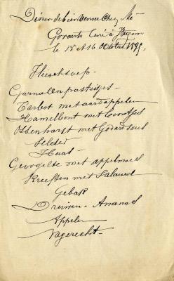 Heist-op-den-Berg, handgeschreven menukaart 