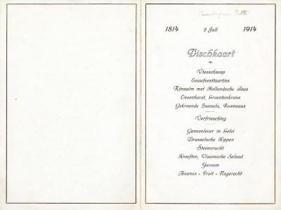 Heist-op-den-Berg, menukaart (keerzijde) voor de Putse honderdjarige