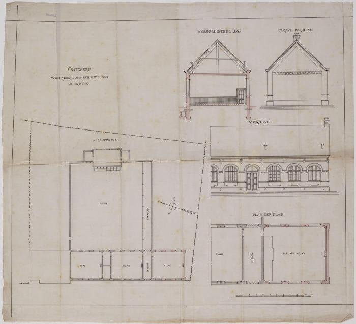 Heist-op-den-Berg, ontwerpplan van de vergroting school van Schriek