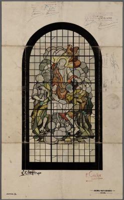 Heist-op-den-Berg, ontwerp van het glasraam "Christus - koor" 