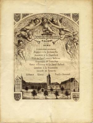 Heist-op-den-Berg, menukaart  ter gelegenheid van de 75ste verjaardag van de stichting van het Klein Seminarie van Mechelen.