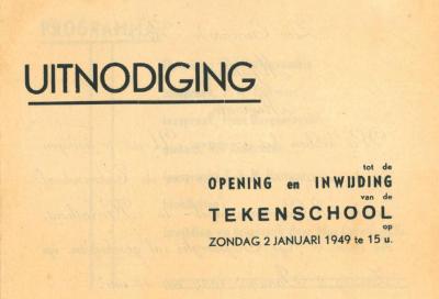 Herenthout, uitnodiging opening tekenschool, 1949