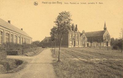Heist-op-den-Berg, kerk, oude pastorie en school van de Heilig-Hartparochie