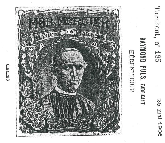 Herenthout, "Mgr.Mercier", sigarenfabriek Heideroosje, ca 1906