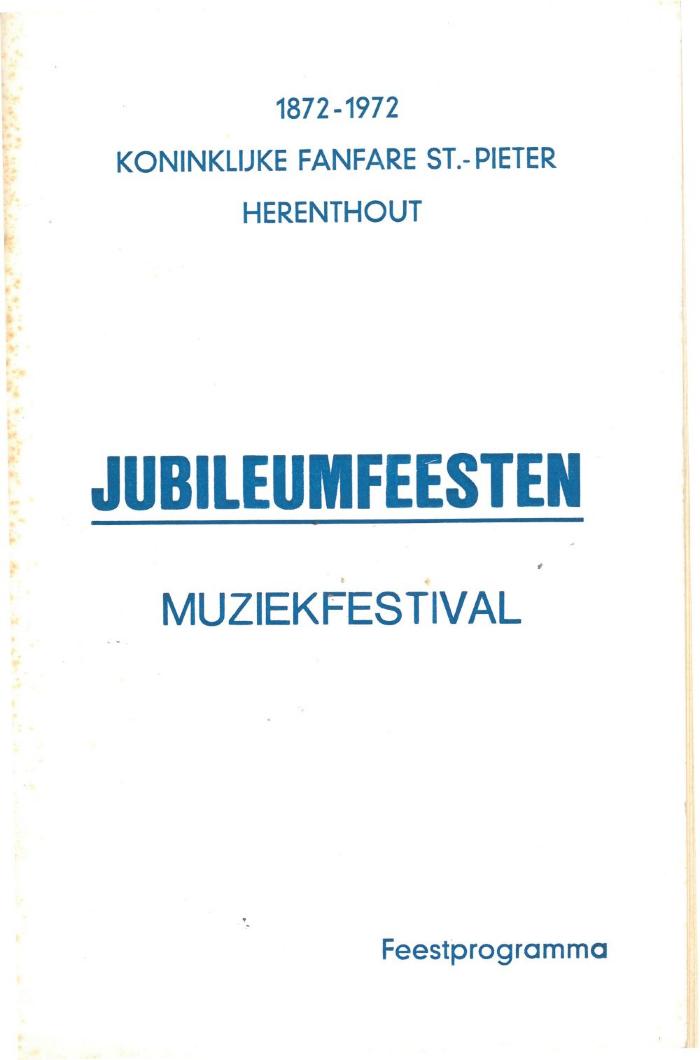 Herenthout, programmablad 100 jaar Koninklijke Fanfare Sint-Pieter, 1972