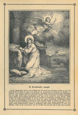 Devotieprentje, Heilige Ermelindis, Meldert