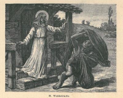 Devotieprentje, Heilige Waldetrudis