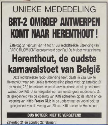 Herenthout, BRT-2 omroep Antwerpen komt! 