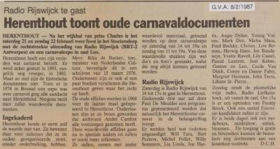 Herenthout, krantenartikel GVA Radio Rijswijck