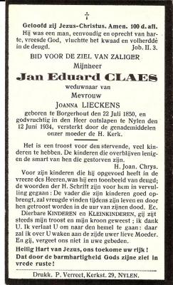 Nijlen, Jan Eduard Claes