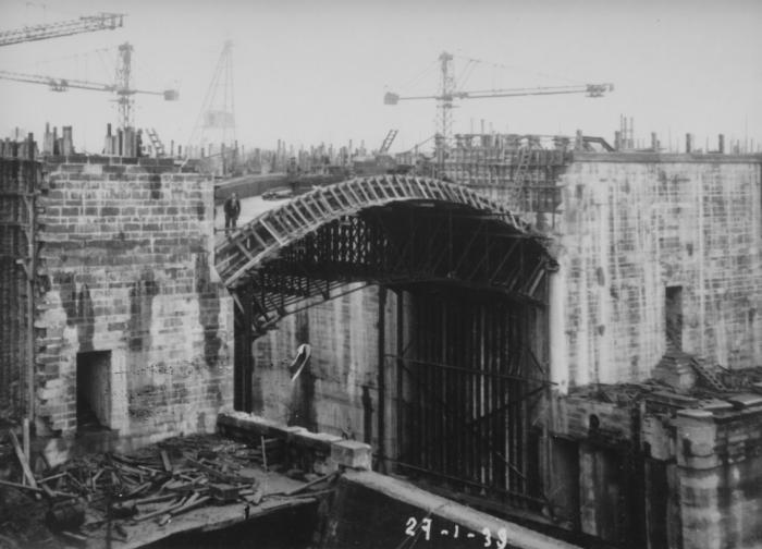 Bouw sluizen, Olen, 27 januari 1939