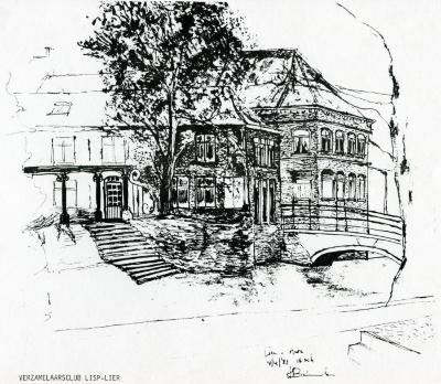 Lier, tekening Schippershuis en Sint-Jansbrug