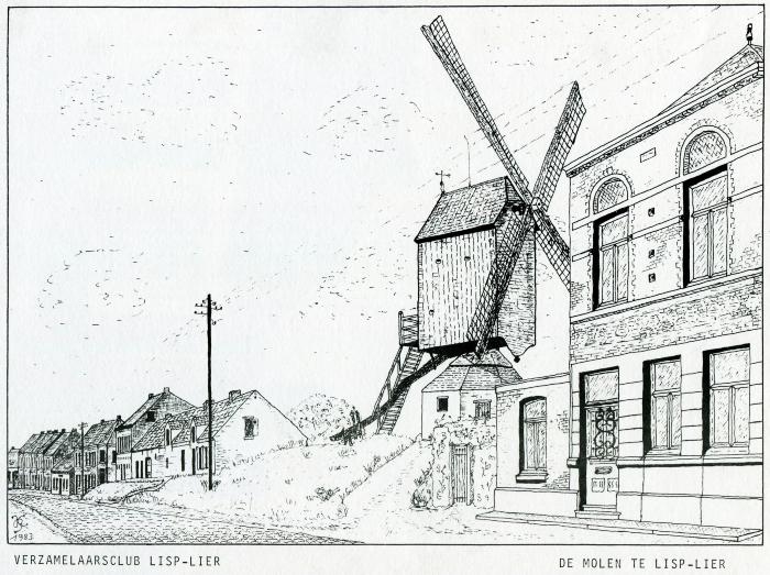 Lier, tekening molen van Lisp