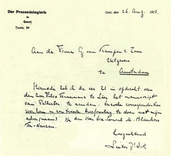 Lier, Brief i.v.m. Pallieter