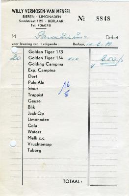 Berlaar, bieren en frisdranken Vermosen-Van Mensel, 1971