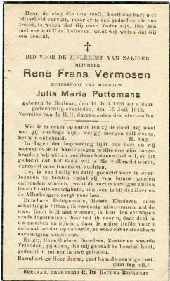 Berlaar, overlijdensbericht René Vermosen, 1943